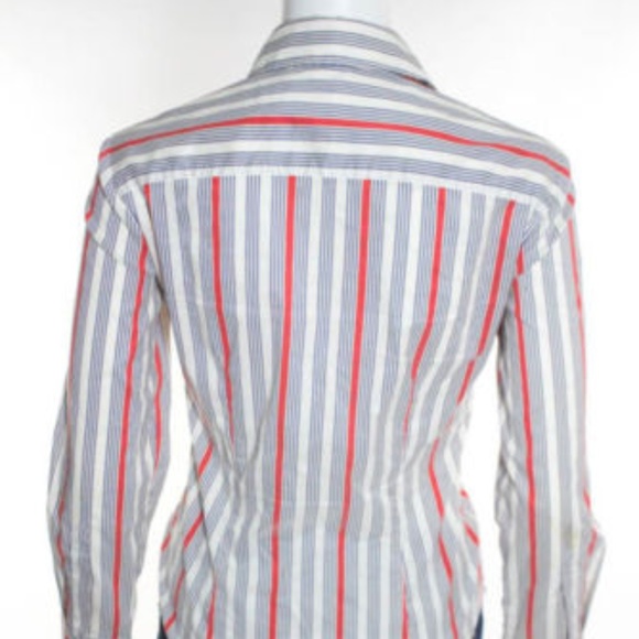 EUC! Theory Kaylind Multi-Colored Striped Button-Down Shirt Size P / XS - Picture 6 of 8